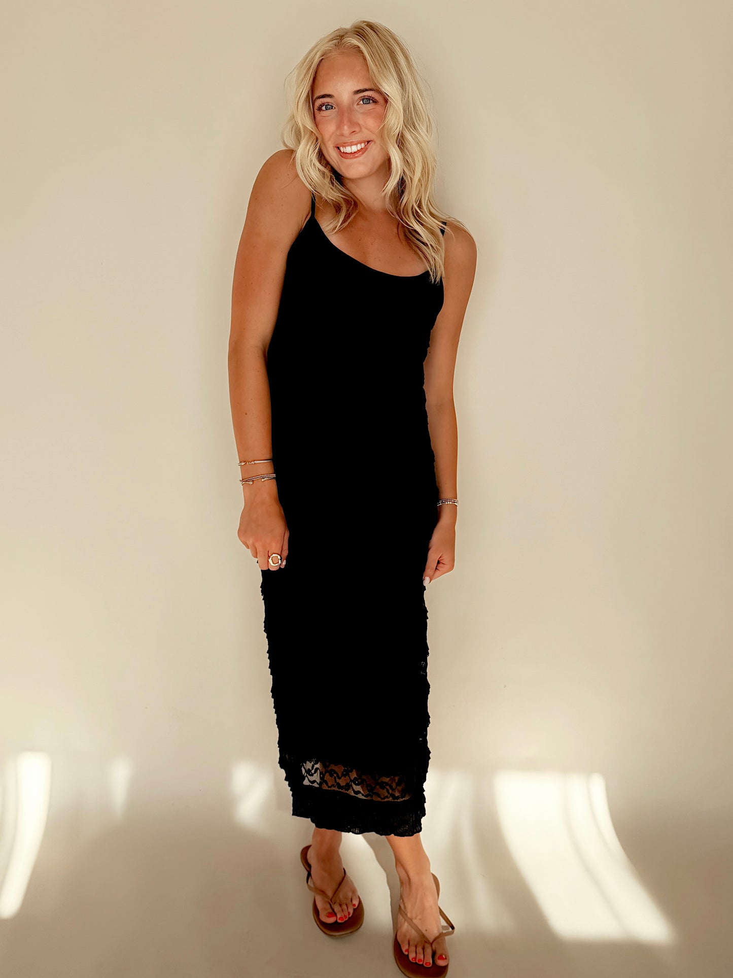 Black Lace Detail Maxi Dress