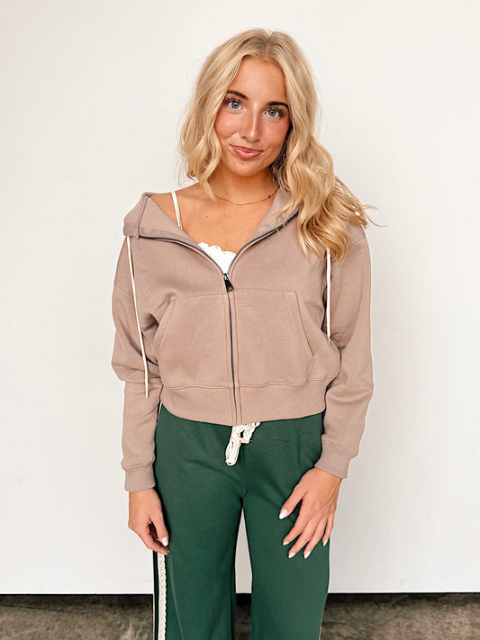Mocha Hooded Zip Up