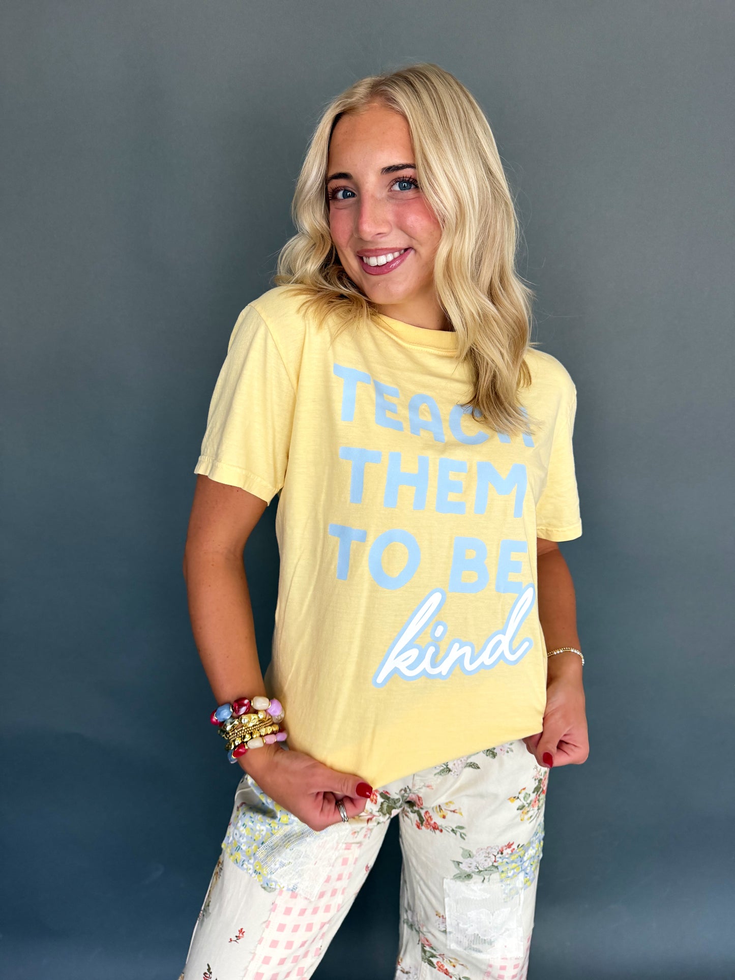 Butter Yellow “Teach Them to Be Kind” Tee