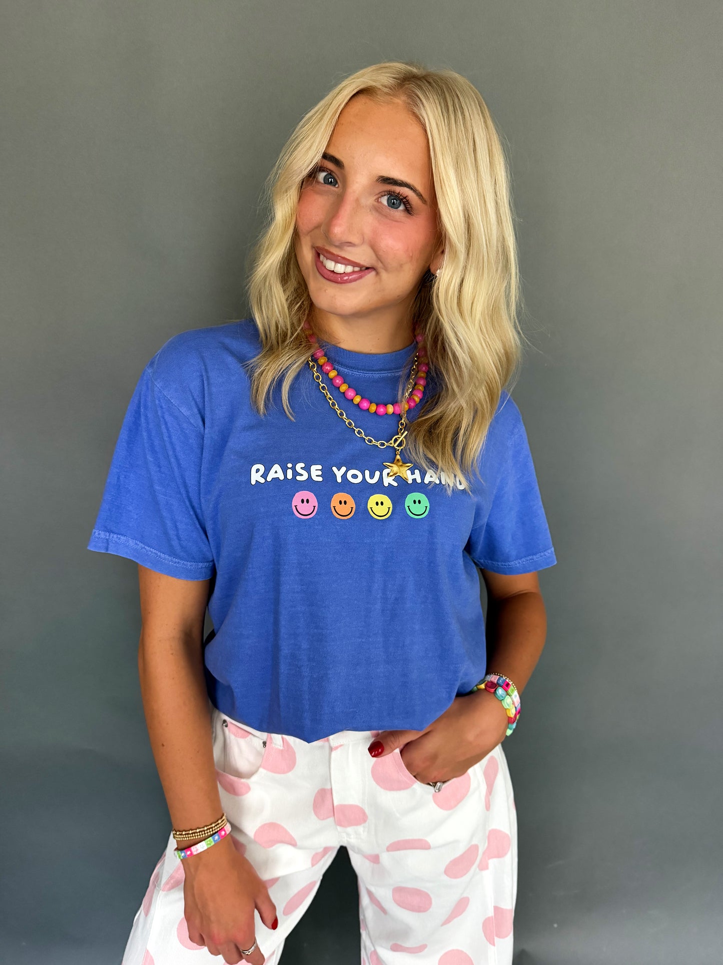 Mystic Blue “Raise Your Hand” Tee