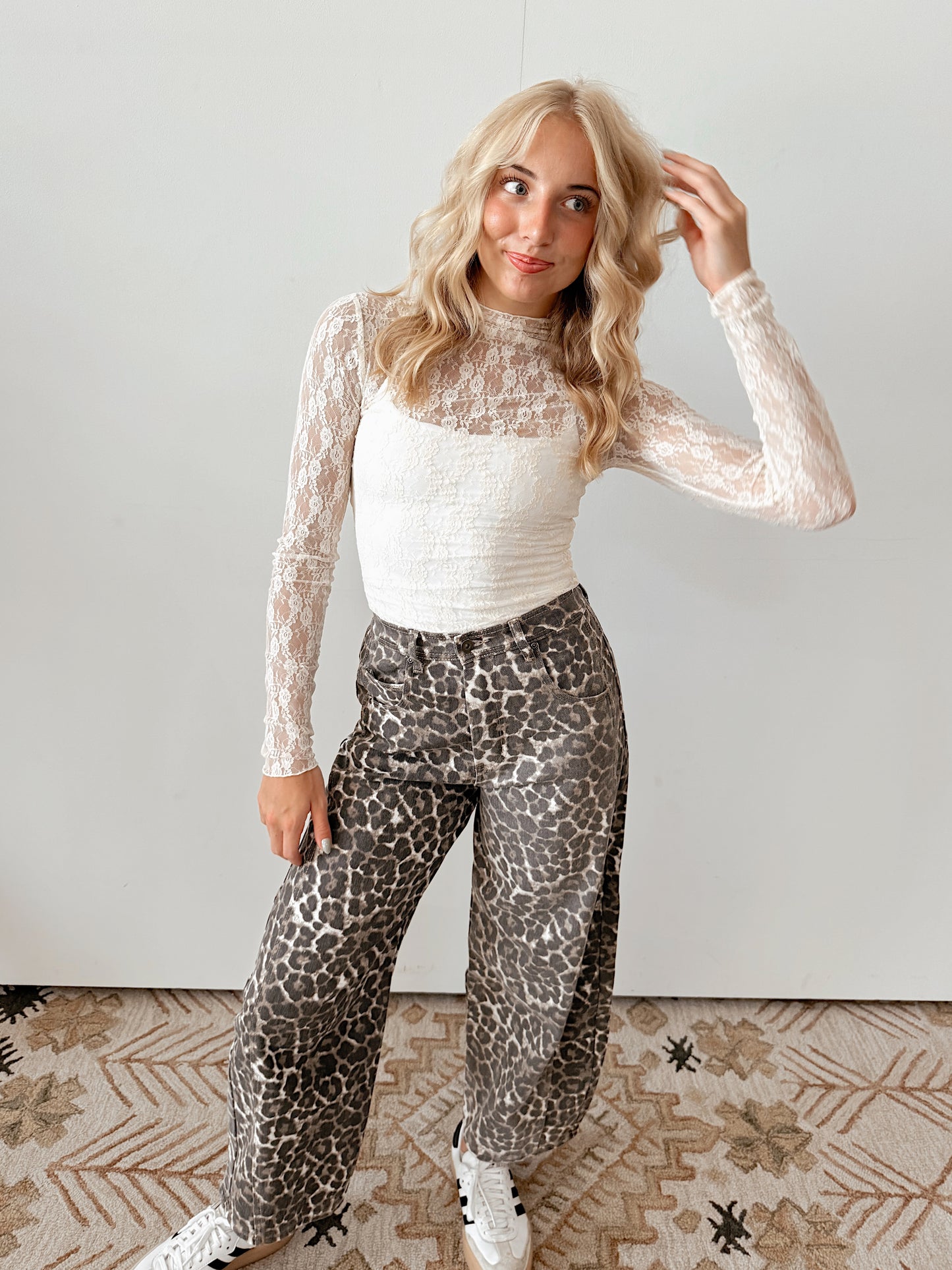 Cream Lace Knit Top