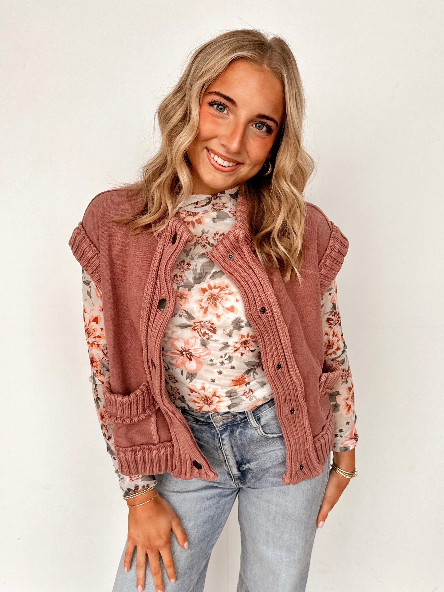 Vintage Mauve Ribbed Vest