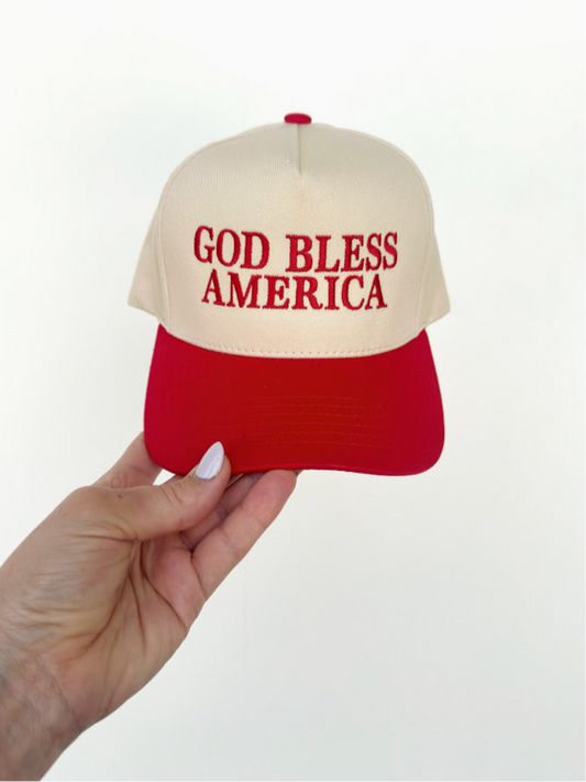 God Bless America Canvas Embroidered Cap