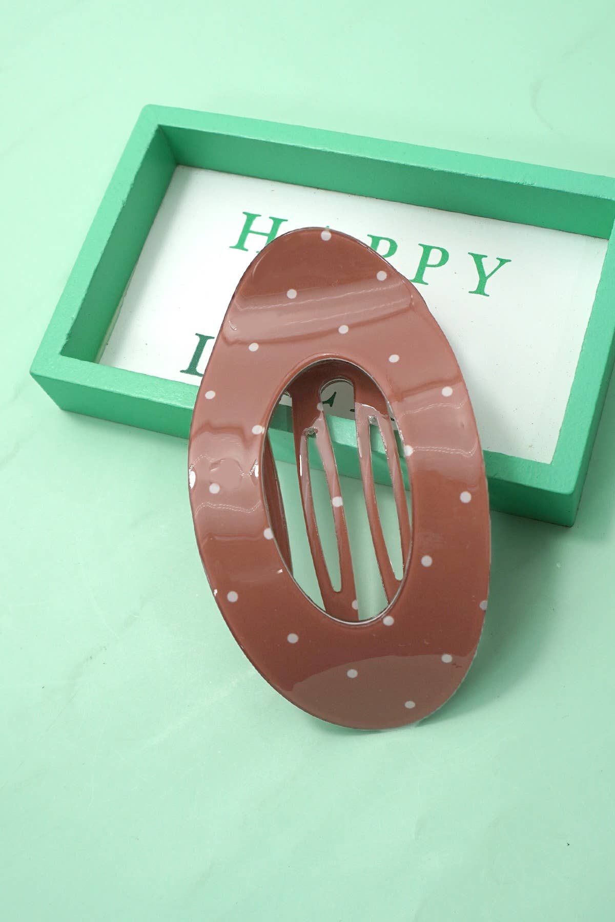Oval Flat Dotted Hair Claw Clips