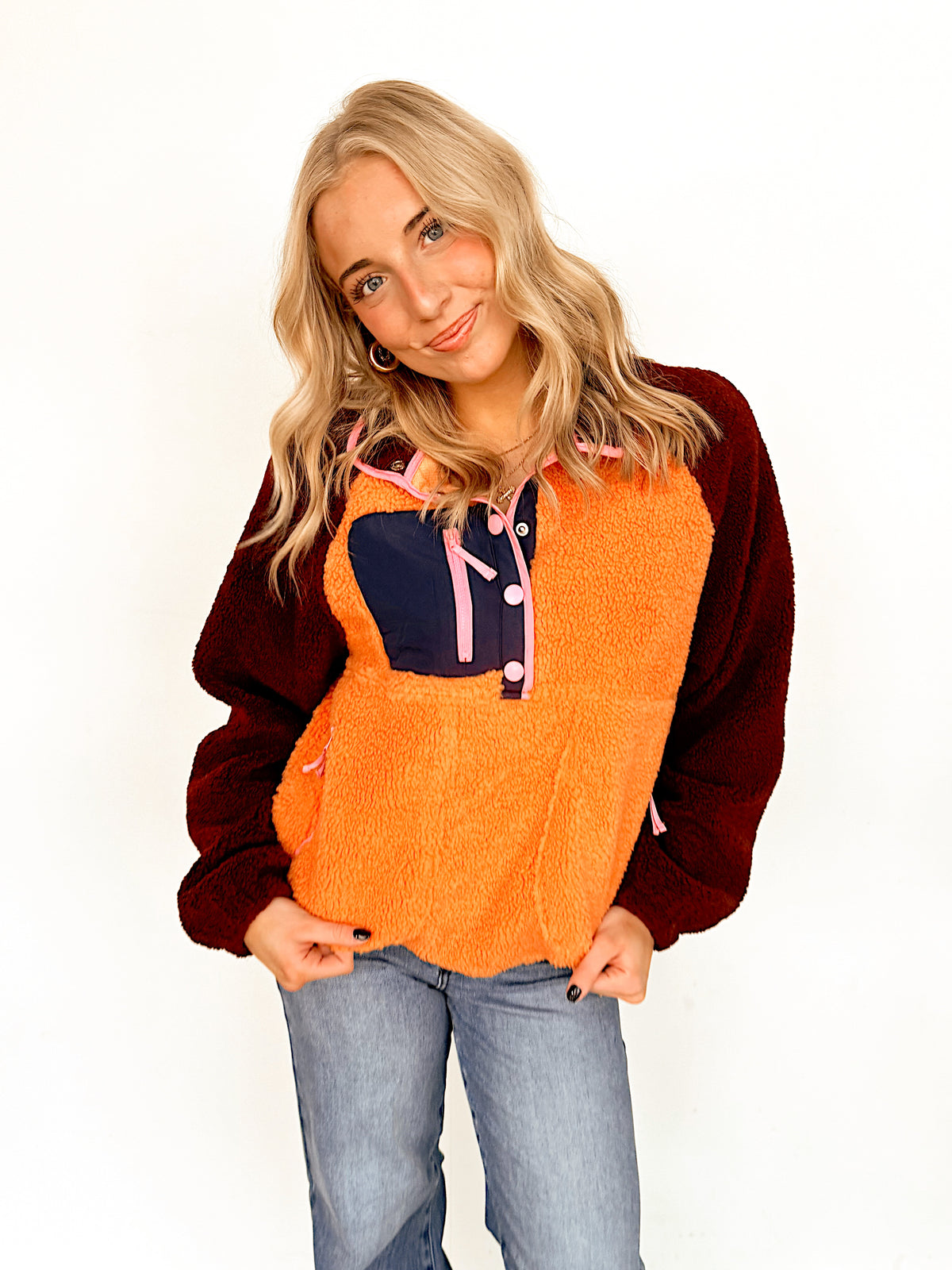 Colorblock 528 Colorblock Button Snap Pullover Fleece – The Runaway Rack