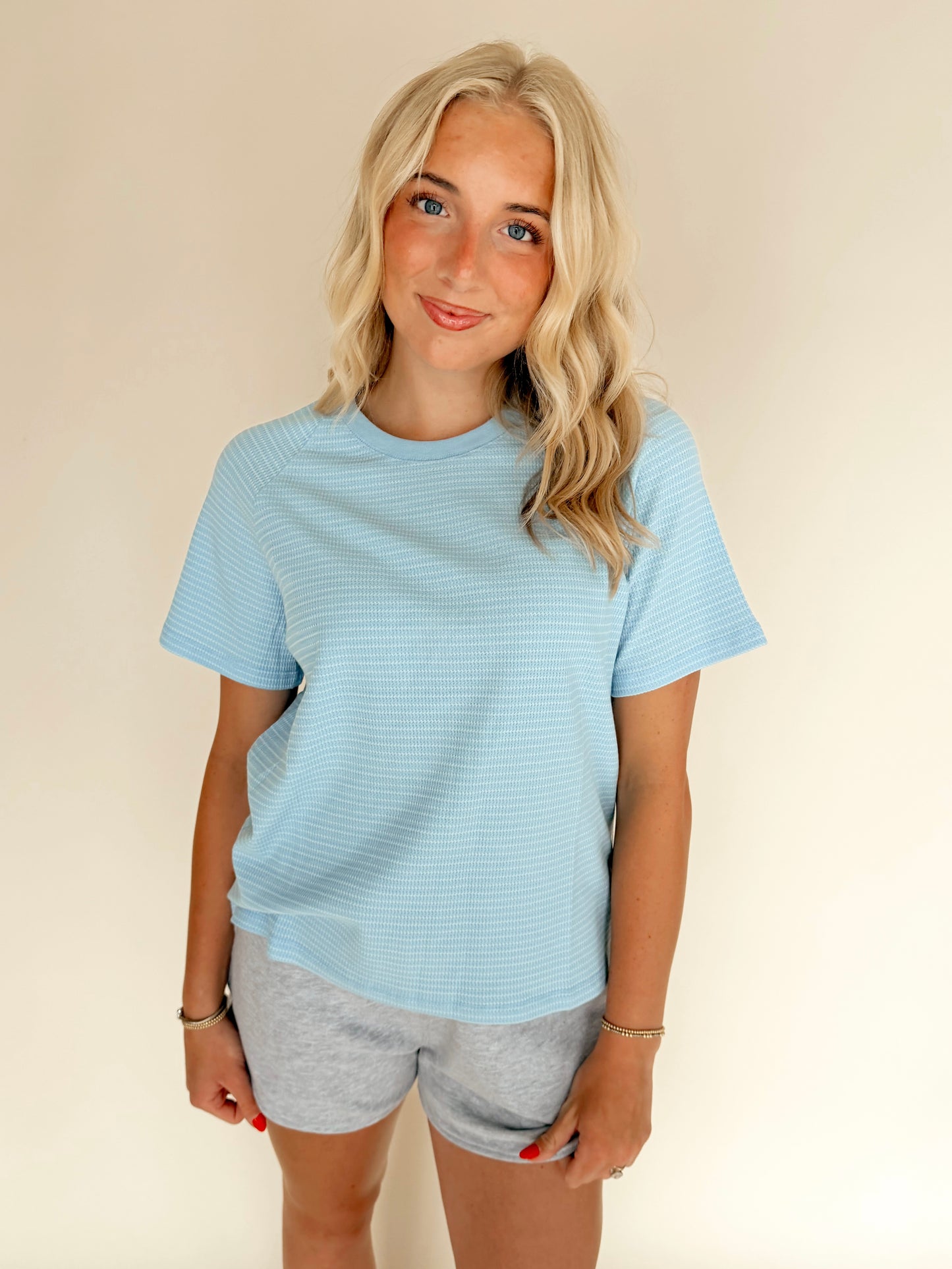 Baby Blue Striped Top