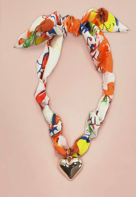 Orange & Red Scarf Charm Necklace