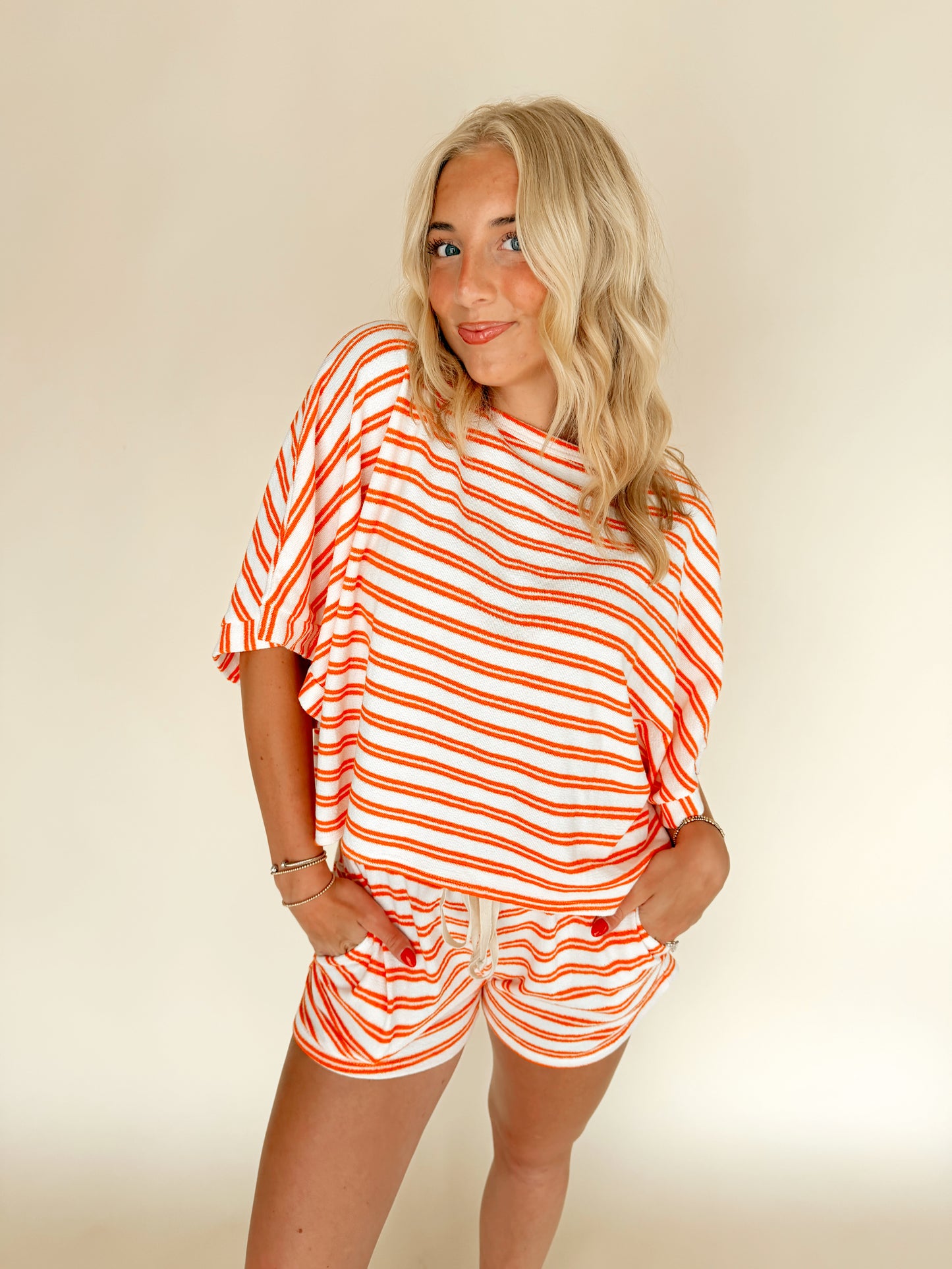 Orange Striped Terry Cloth Set