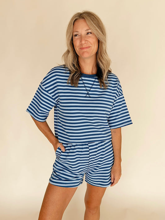 Blue Stripe Two-Piece Set