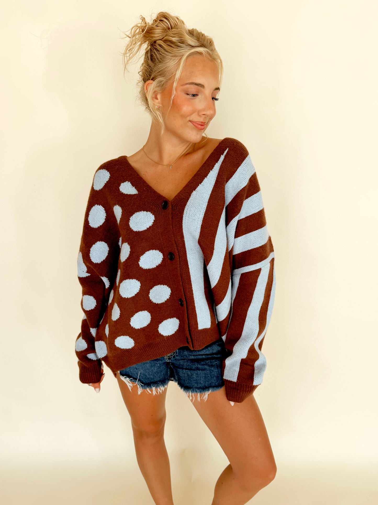 Mixed Print Oversized Cardigan