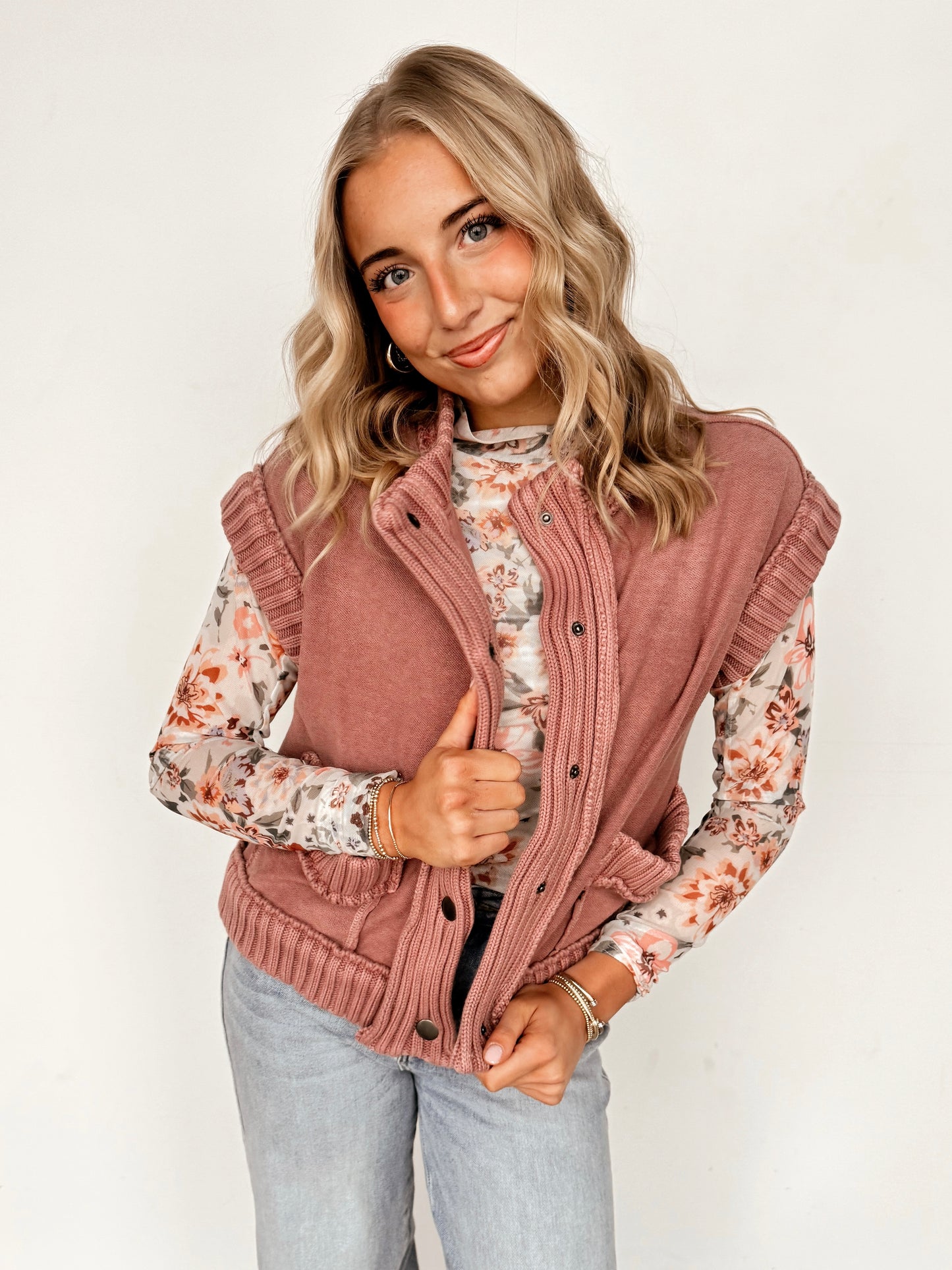 Vintage Mauve Ribbed Vest