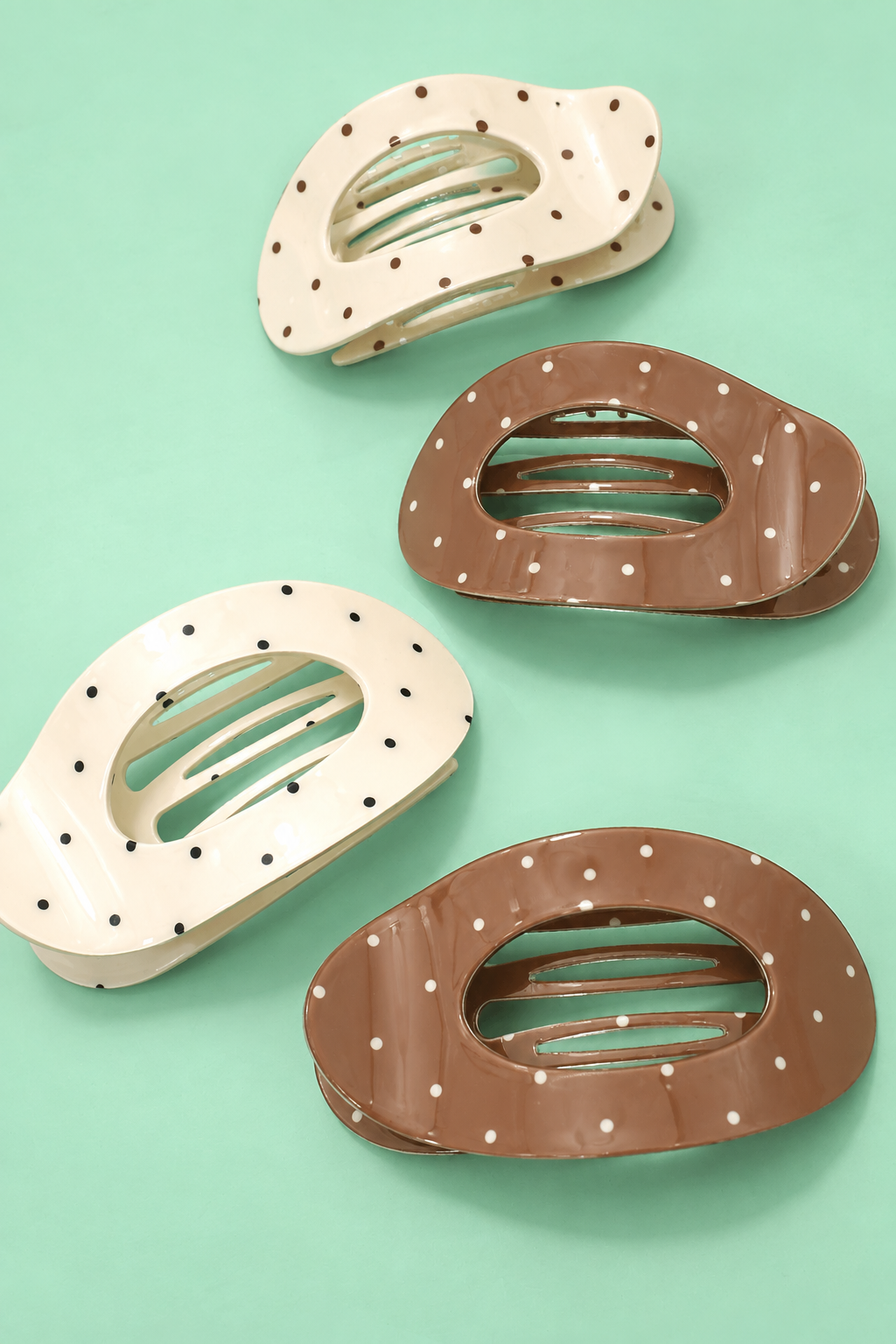 Oval Flat Dotted Hair Claw Clips