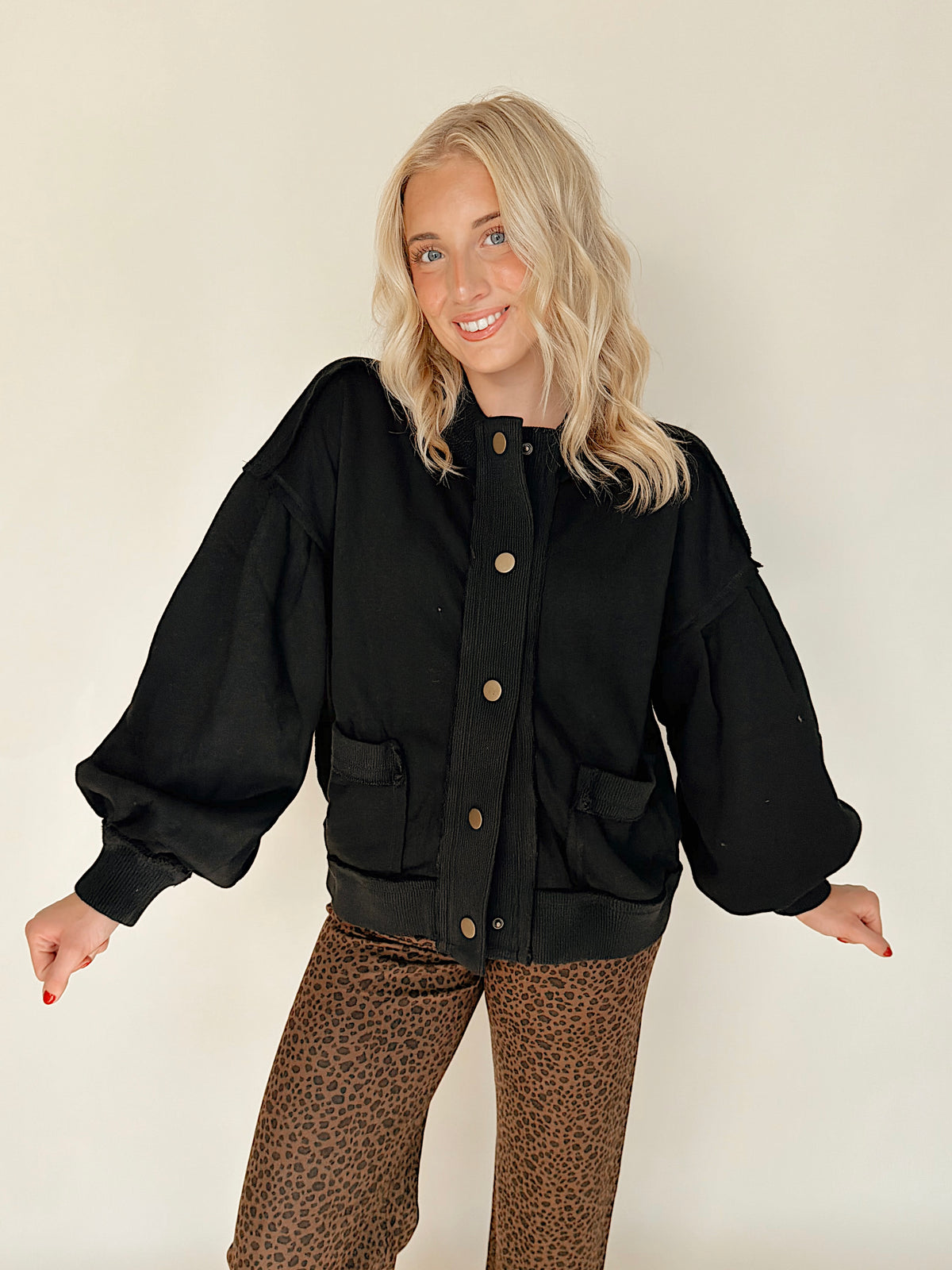 Black Snap Front Jacket