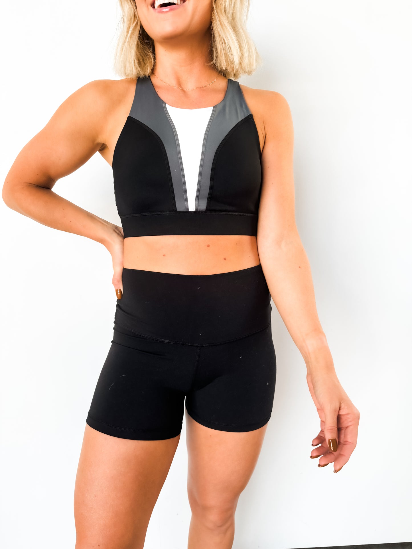 Black Colorblock Sports Bra