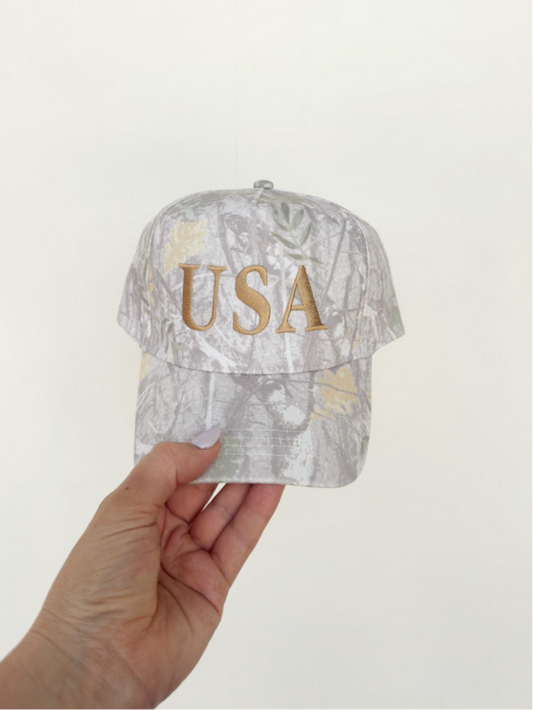USA Beige Camo Baseball Cap