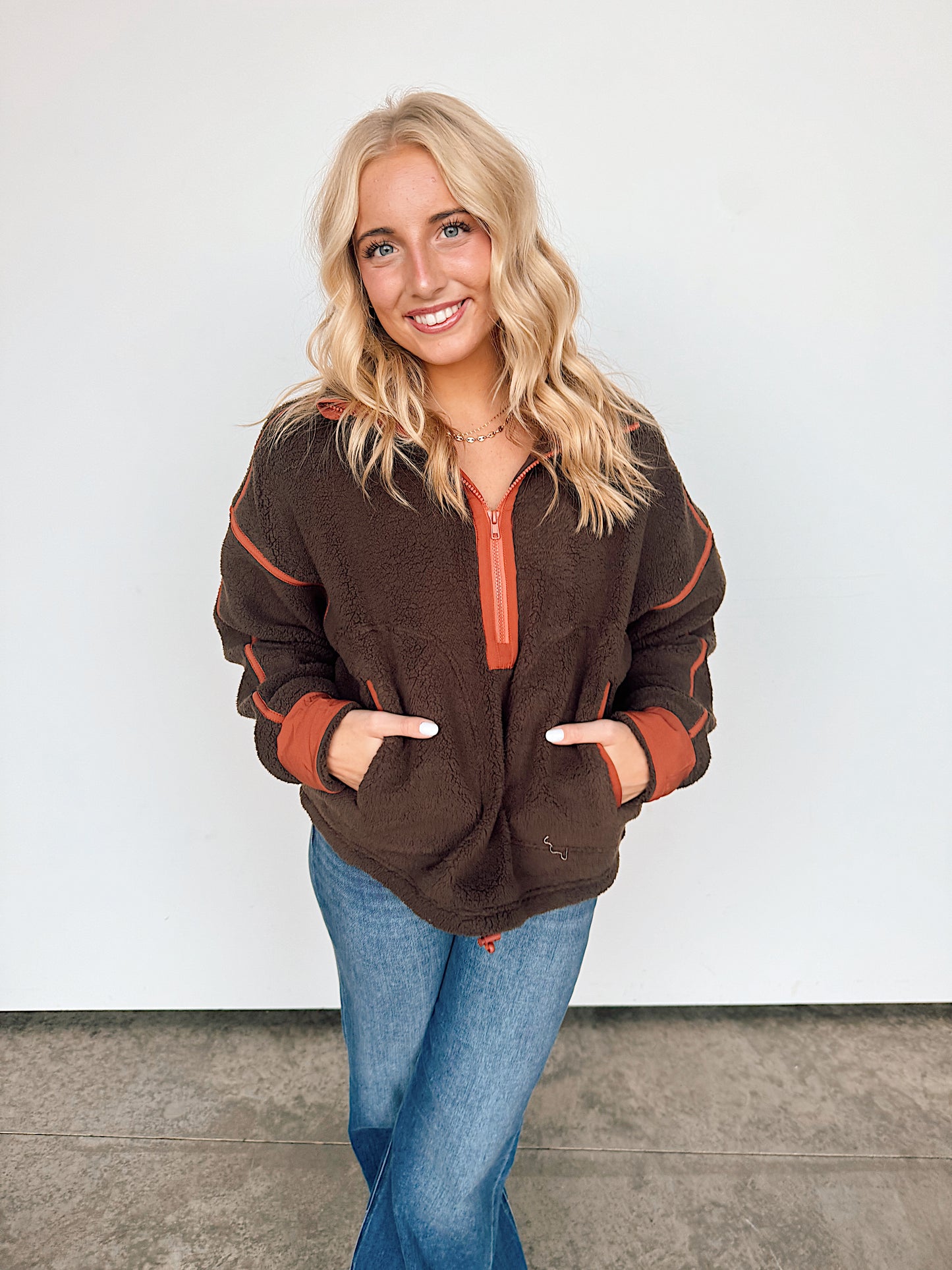 Chocolate Brown Half Zip Fleece