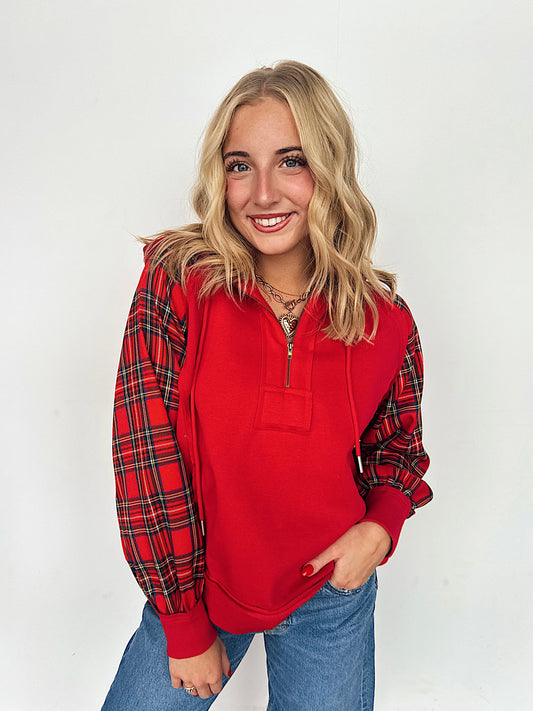 Christmas Plaid Half Zip Pullover