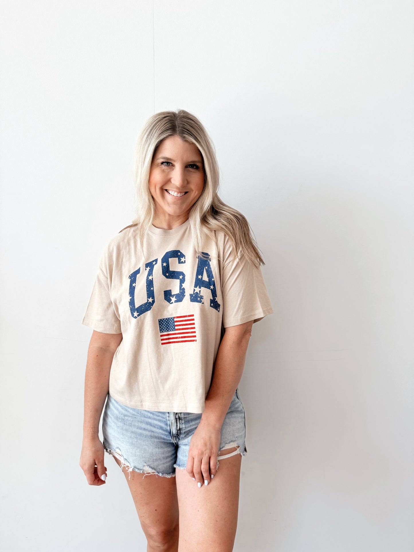 Stone USA Cropped Graphic Tee