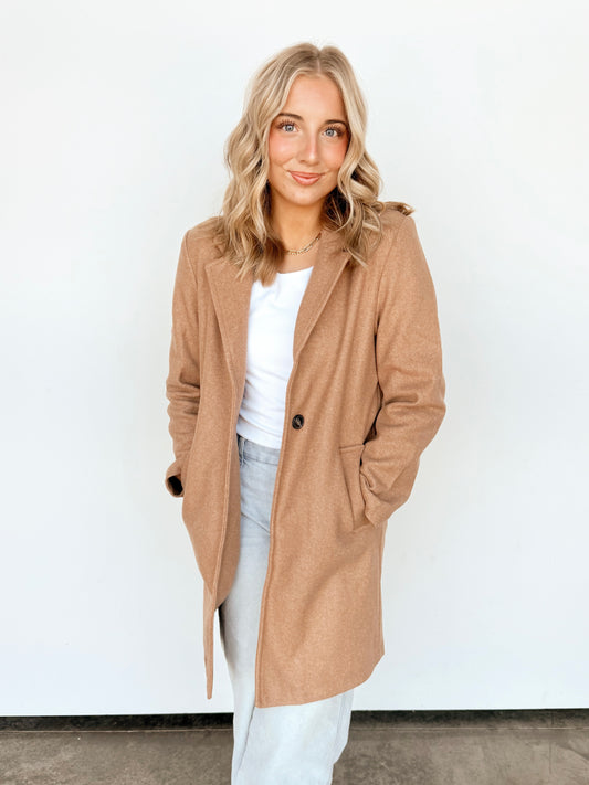 Camel Collared Long Coat