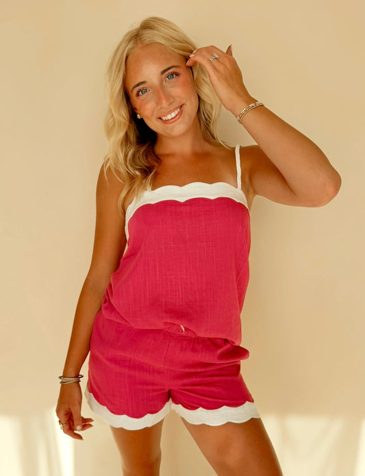 Fuchsia Scallop Trim 2 Piece Set