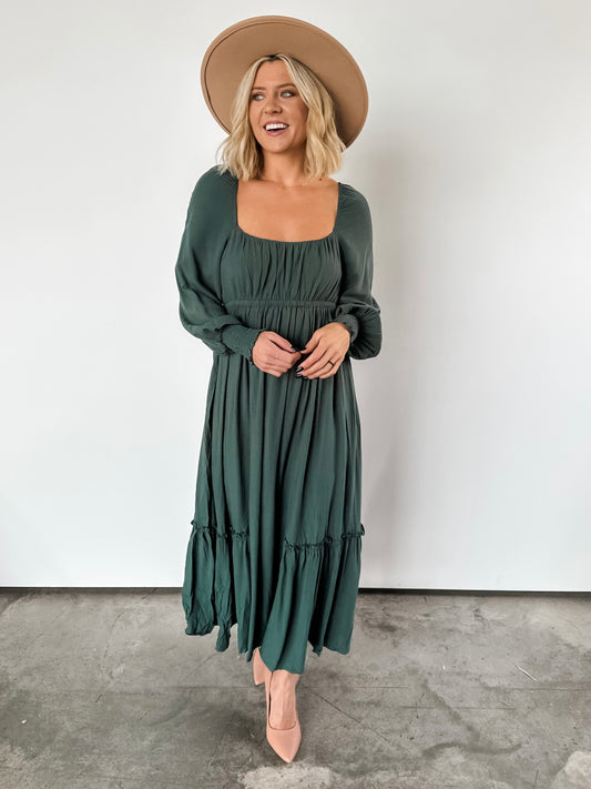 Evergreen Round Neck Maxi Dress