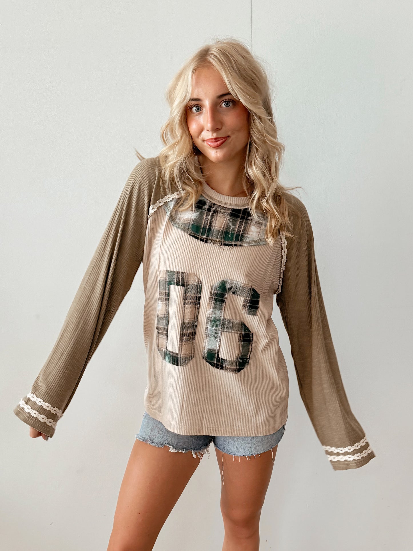 Olive Mixed Print Jersey Top