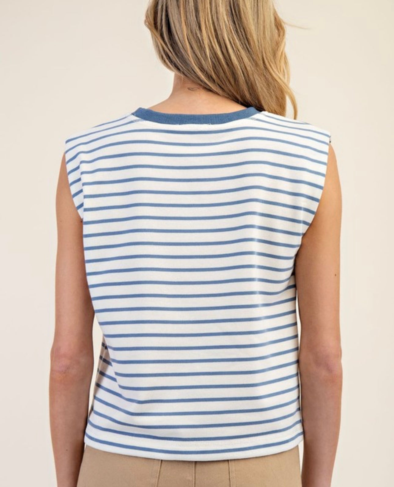 Denim Striped Sleeveless Tank