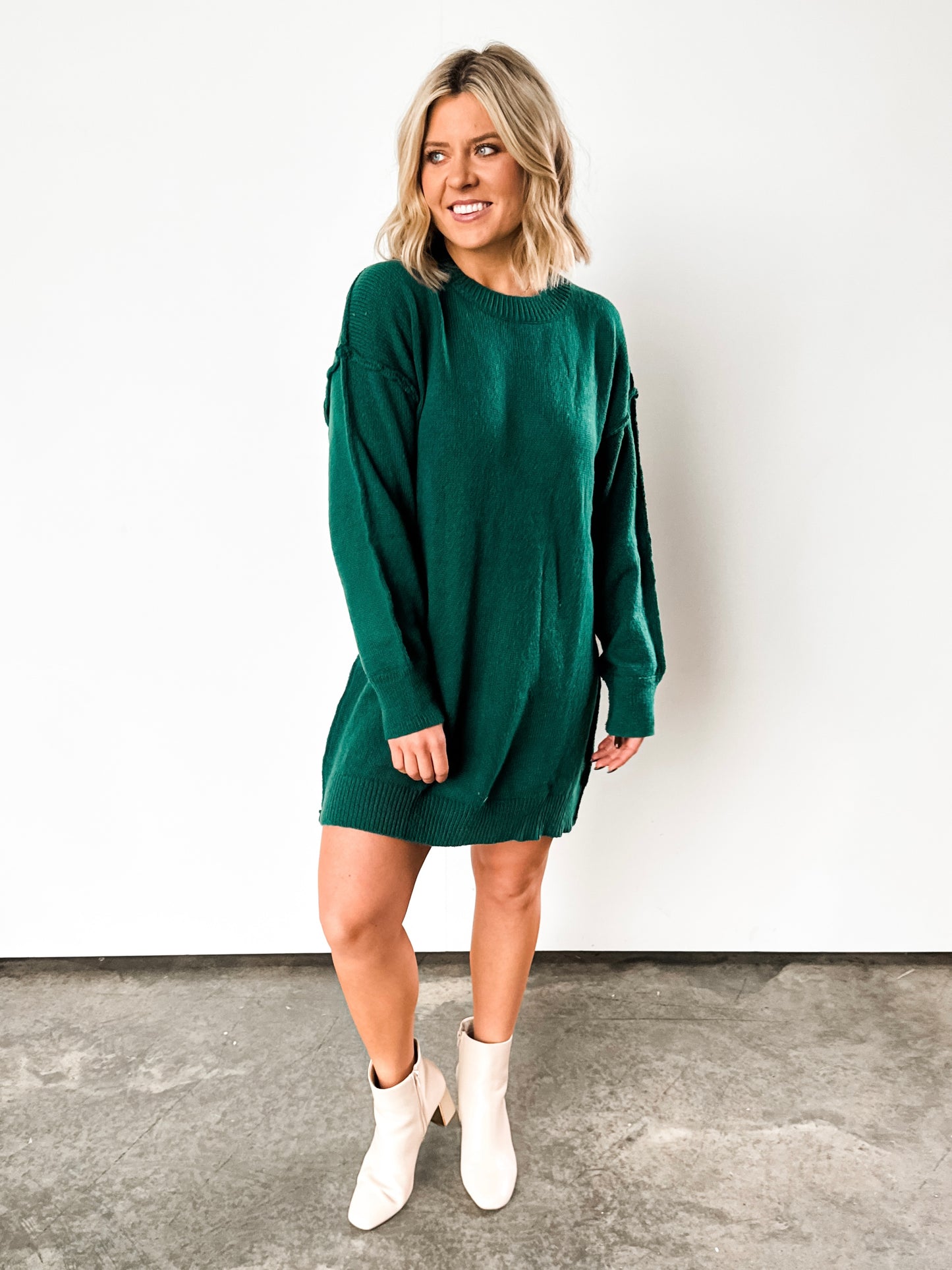 ‘Rocking Around the Christmas Tree’ Holiday Green Sweater Dress