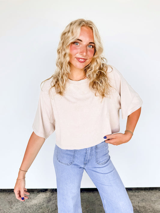Taupe Mineral Washed Tee