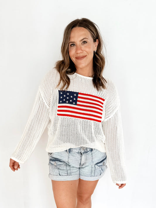 Ivory Americana Crochet Top
