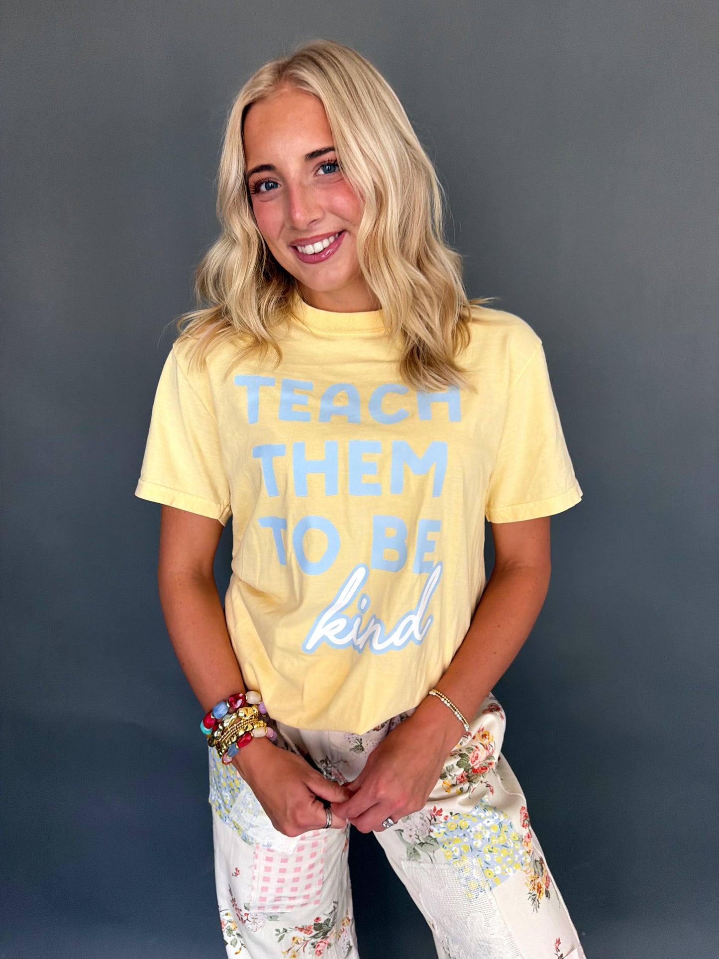 Butter Yellow “Teach Them to Be Kind” Tee