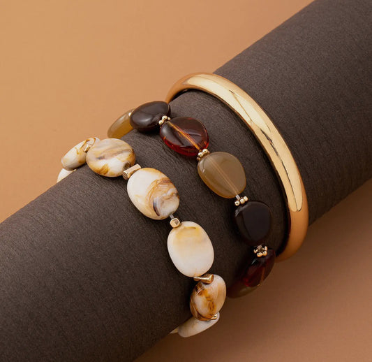 Gold Stone Bracelet Stack