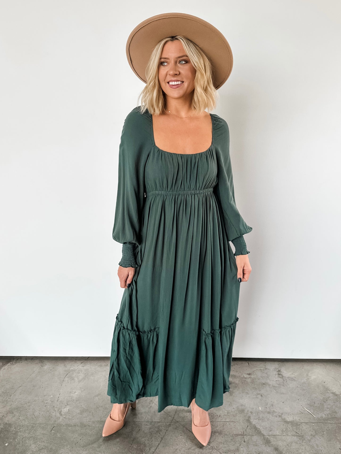 Evergreen Round Neck Maxi Dress