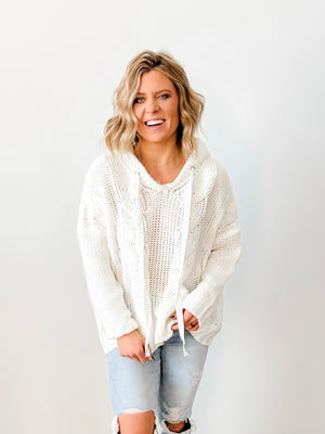 Ivory Cableknit Oversized Sweater Pullover