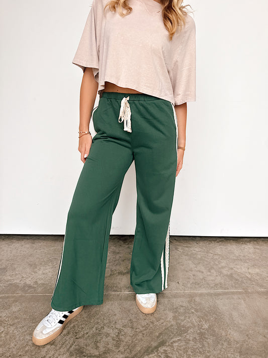 Hunter Green Lace Side Track Pants