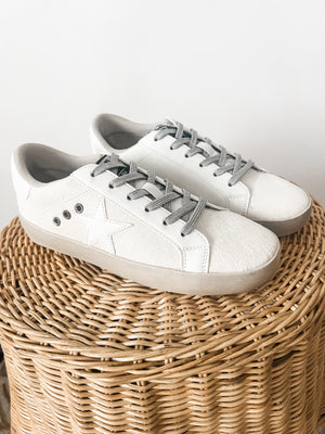 White Lace Up Star Sneakers