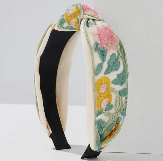Floral Embroidered Headband