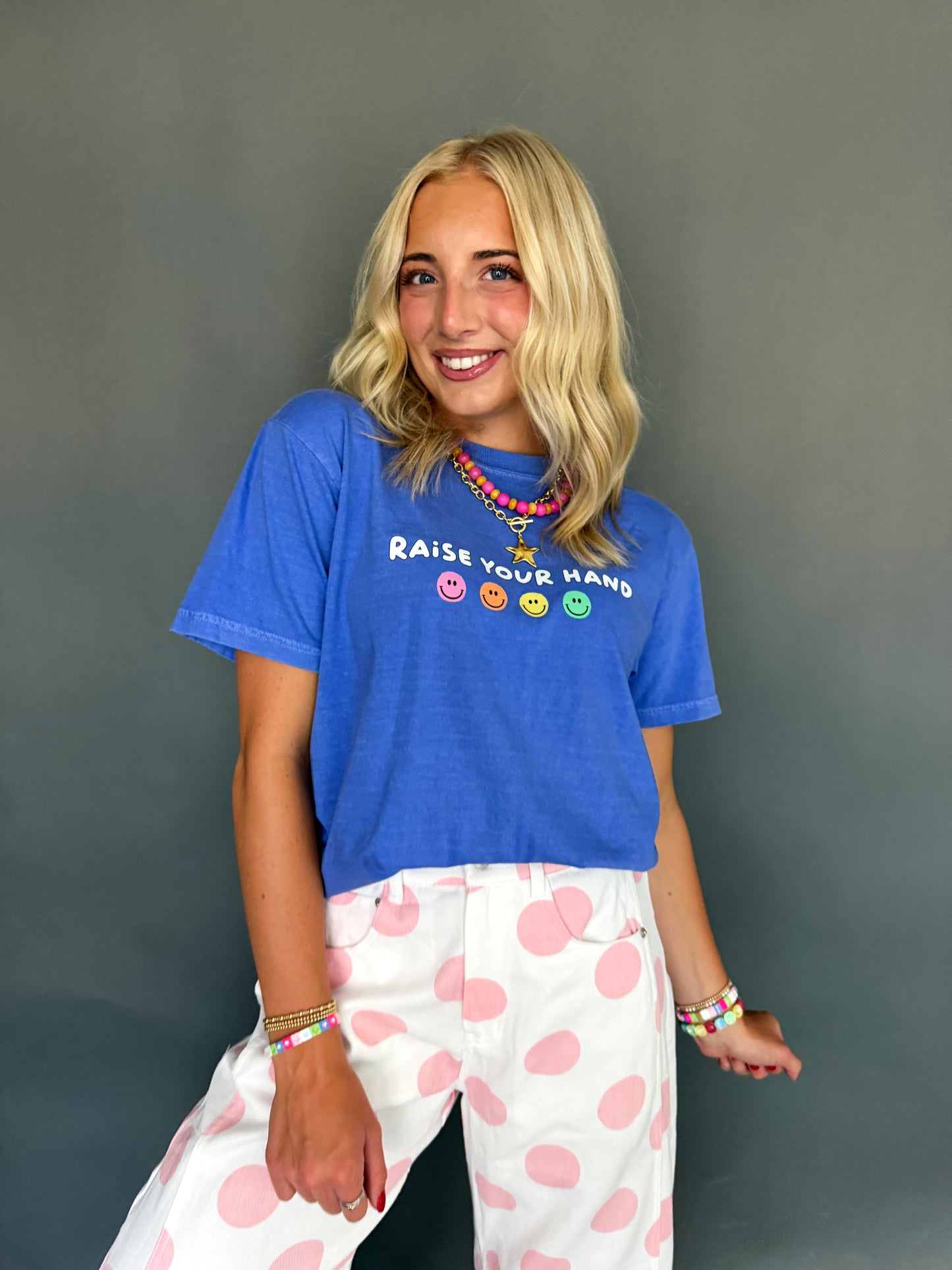 Mystic Blue “Raise Your Hand” Tee