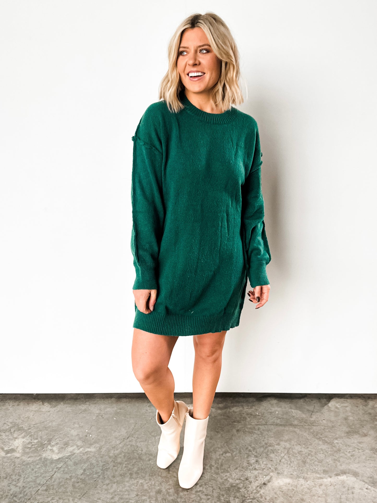 ‘Rocking Around the Christmas Tree’ Holiday Green Sweater Dress