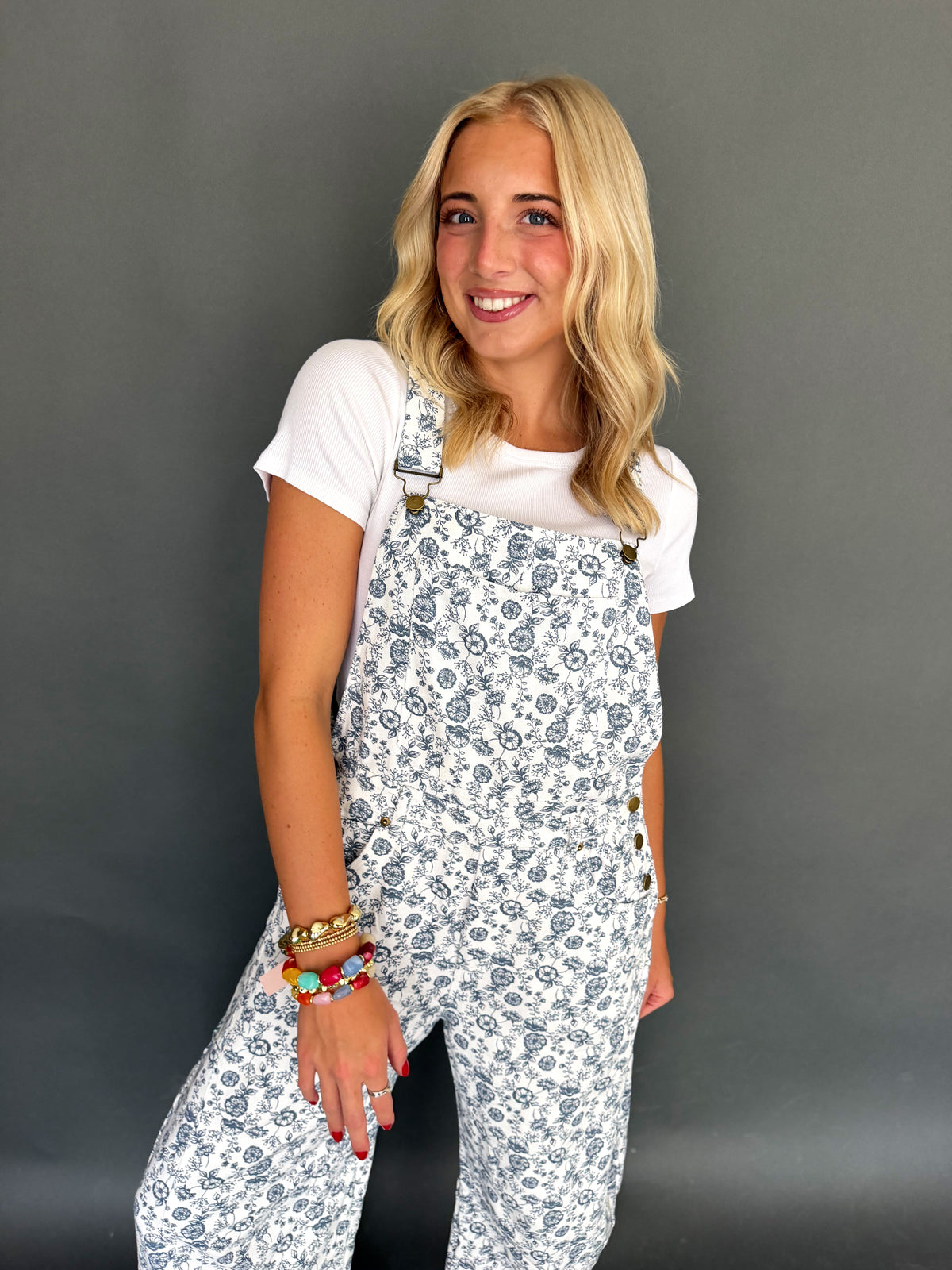 Floral Printed Cropped Overalls