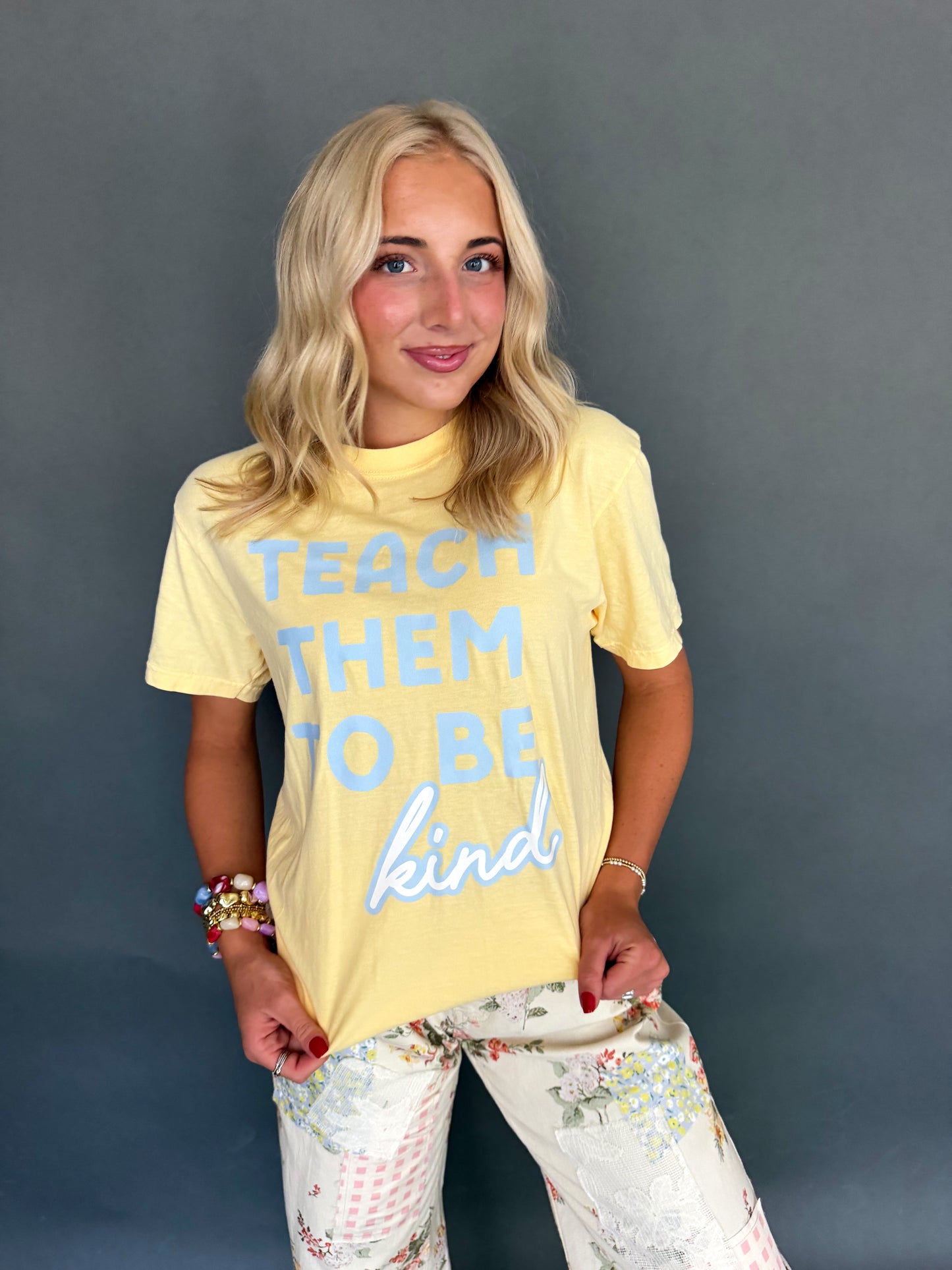 Butter Yellow “Teach Them to Be Kind” Tee
