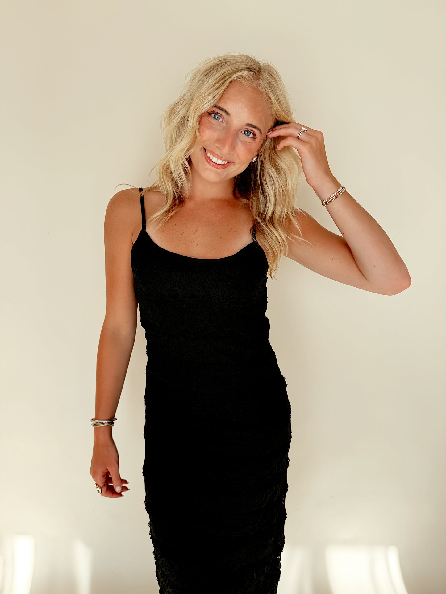 Black Lace Detail Maxi Dress