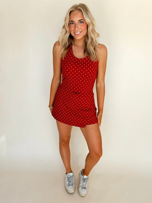 Red Dotted Athletic Top