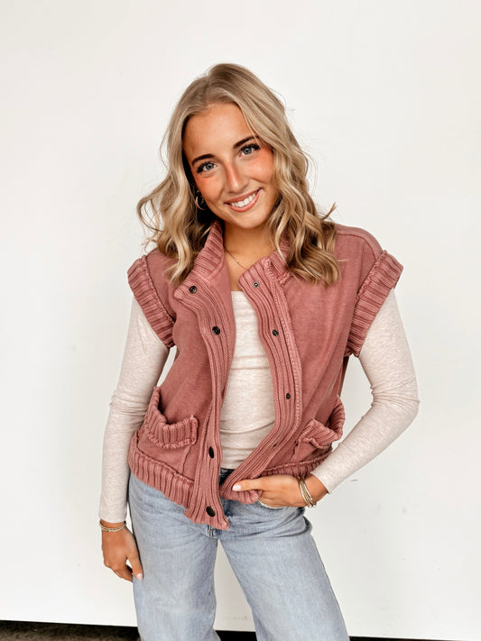 Vintage Mauve Ribbed Vest