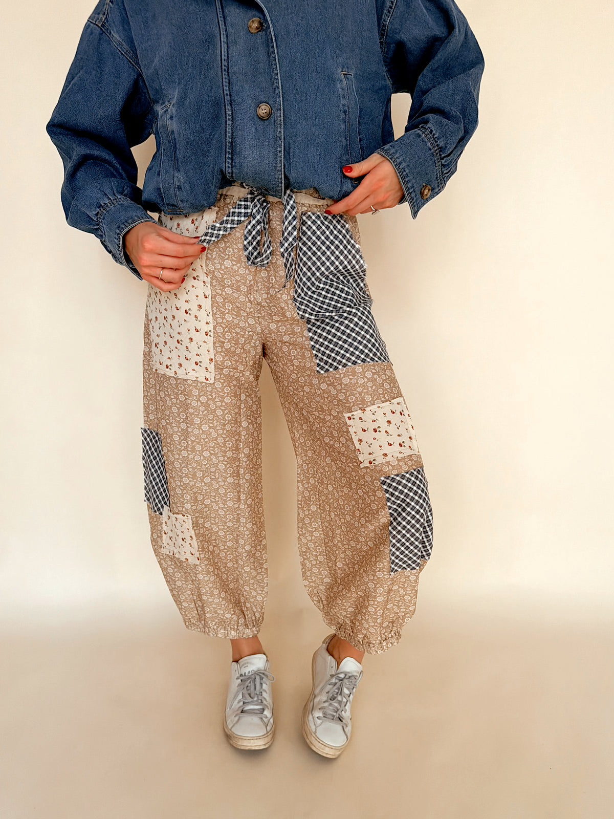 Floral Patchwork Printed Balloon Pants