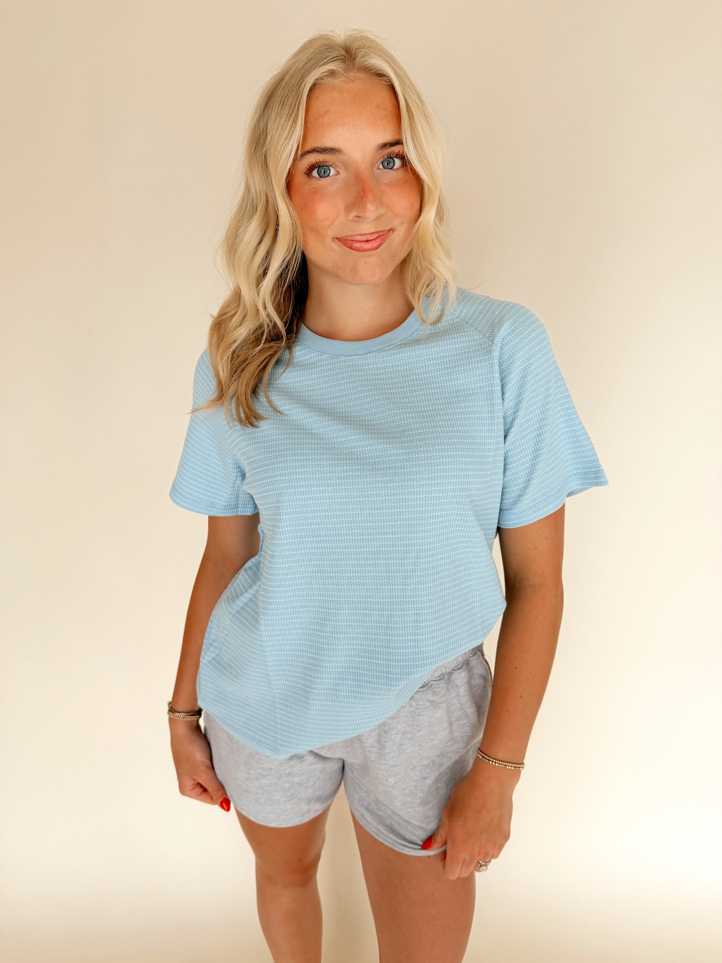 Baby Blue Striped Top