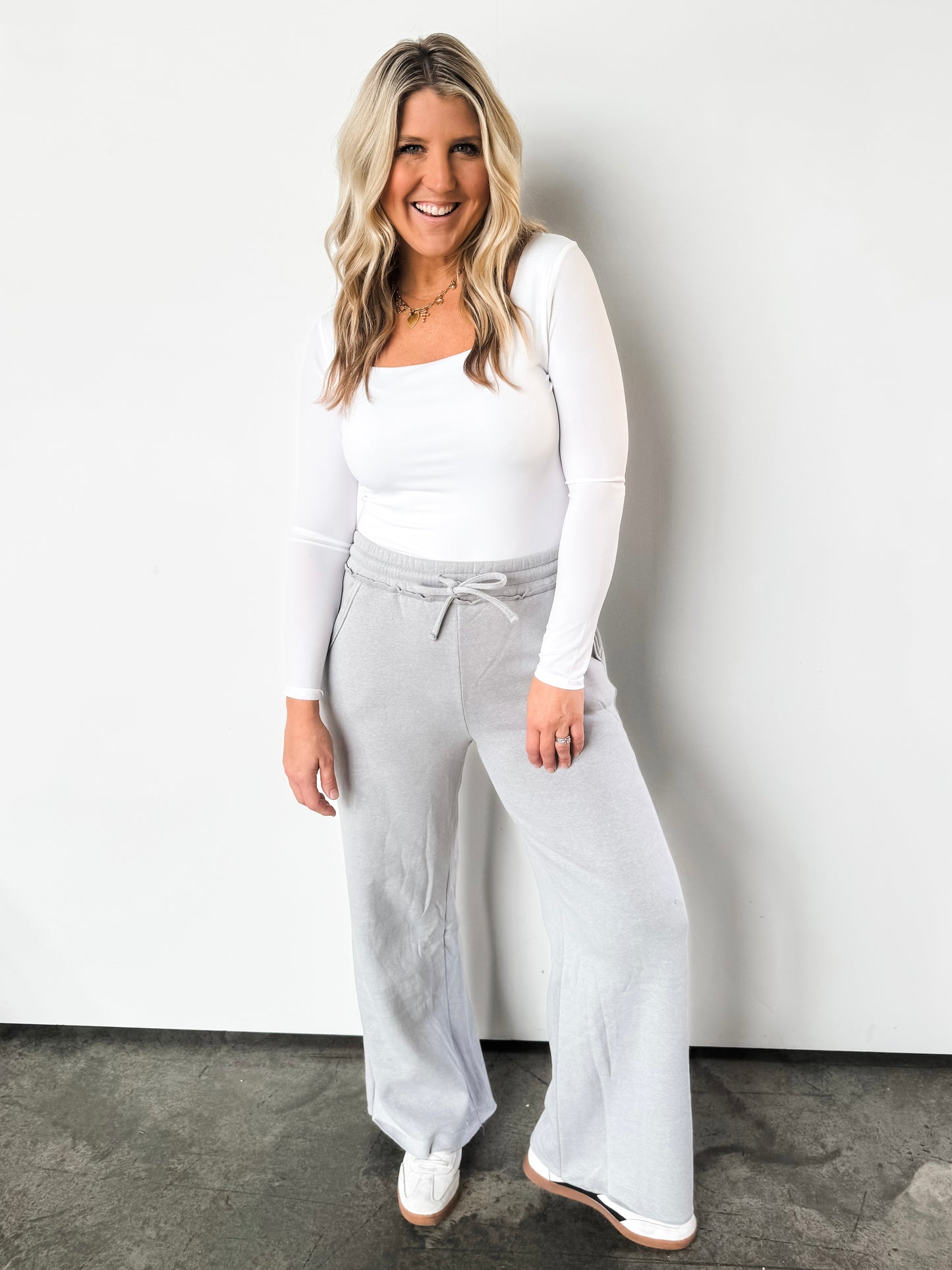 Heather Grey Wide Leg Sweatpants