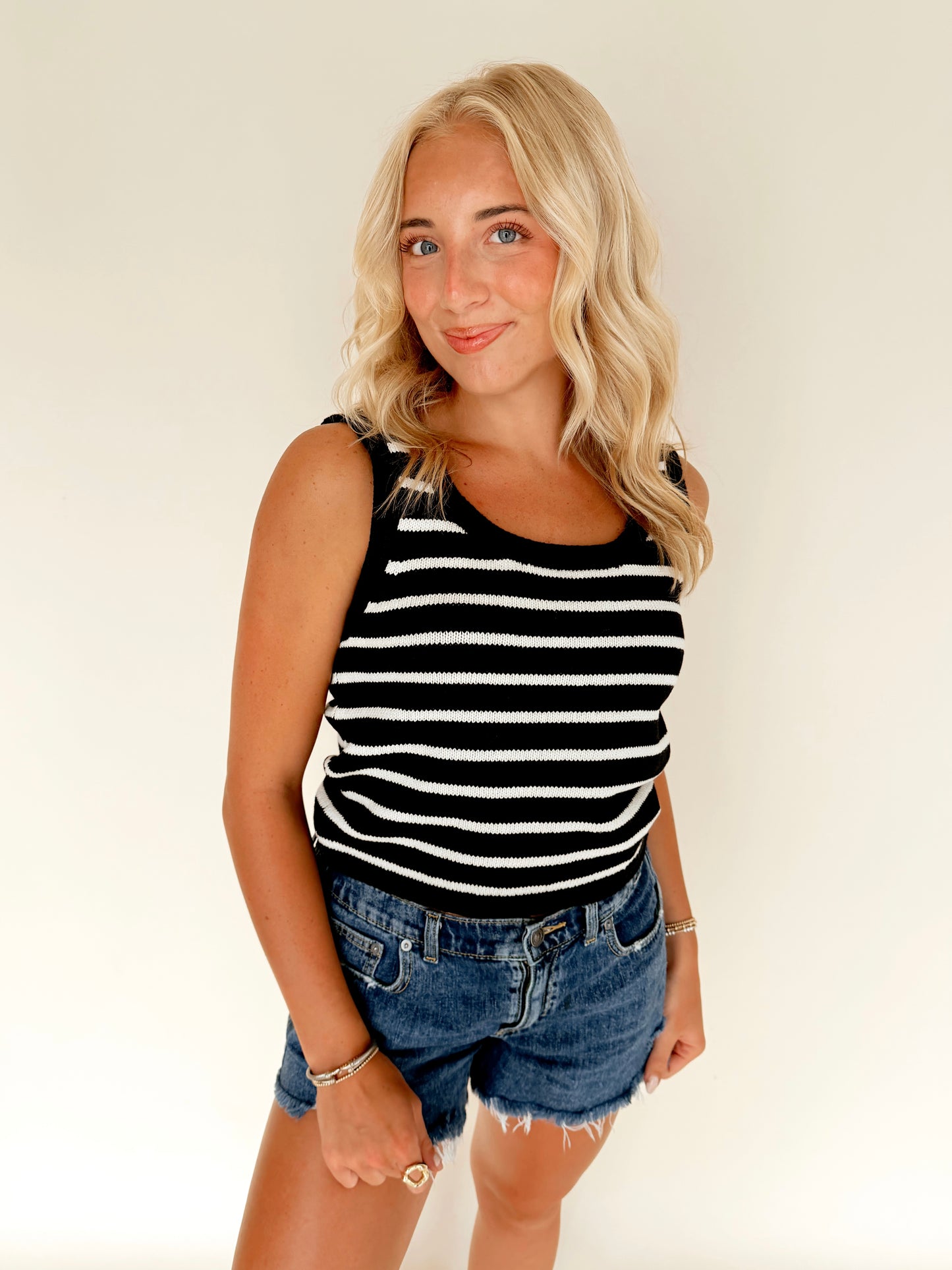 Black & White Stripe Knit Tank