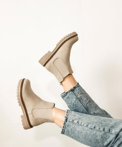 Chunky Sole Sand Colored Chelsea Boots