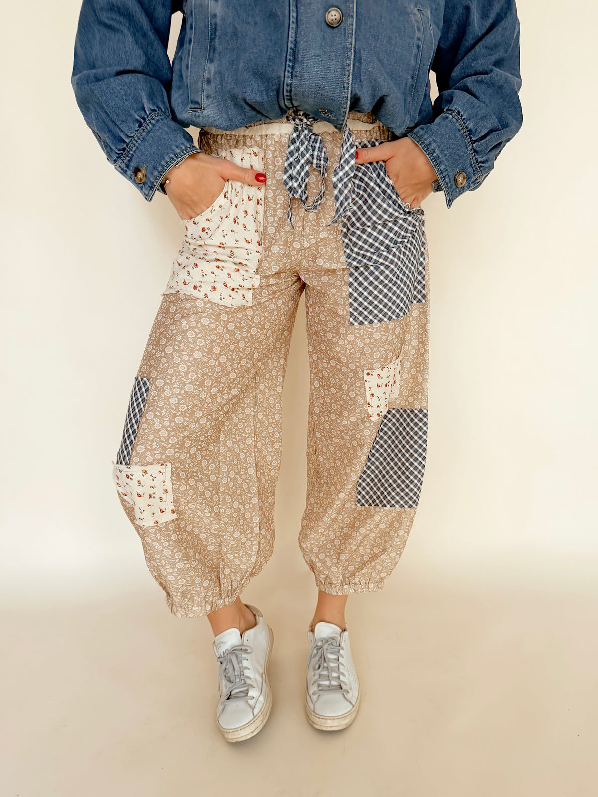 Floral Patchwork Printed Balloon Pants